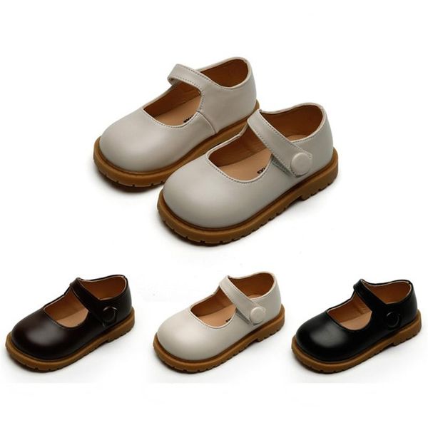 

flat shoes girls kids mary jane leather children' soft comfortable shoe casual loafers student party fashion, Black;grey