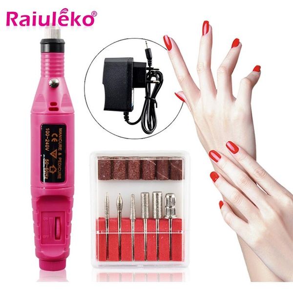 

1set 6bits professional electric power nail drill pen kit pedicure bits machine polish shape tool care art equipment, Silver