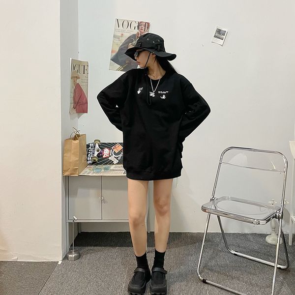 

2021 new autumn and winter leisure off men's women's same sweater high grade white dissolved water drop splash printing, Black