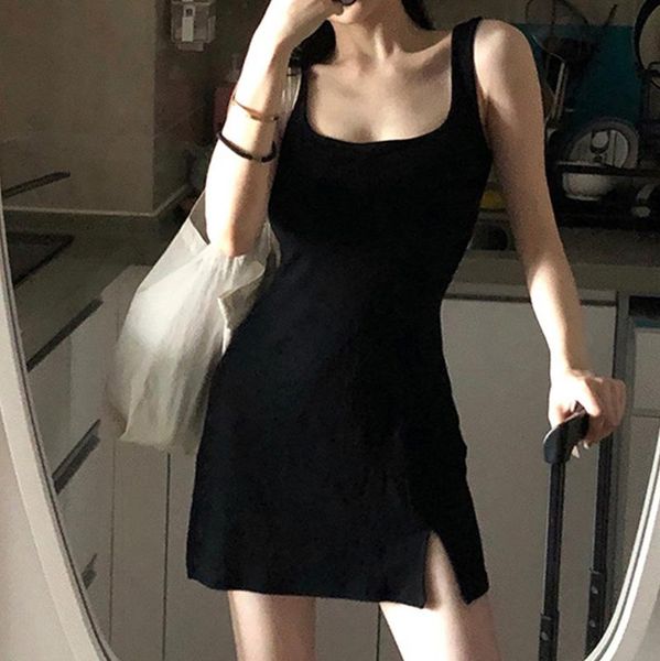 

casual dresses black dress robe femme vestidos summer for women 2021 slim sleeveless vestido de mujer sukienka roupas femininas clothes, Black;gray