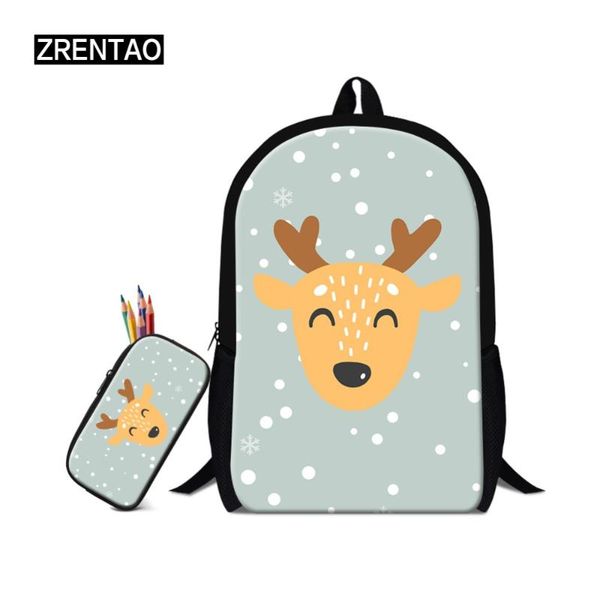 

backpack zrentao 2pcs/set cartoon school bags for primary students with pencil pouch boys girls animal printing mochilas teenager