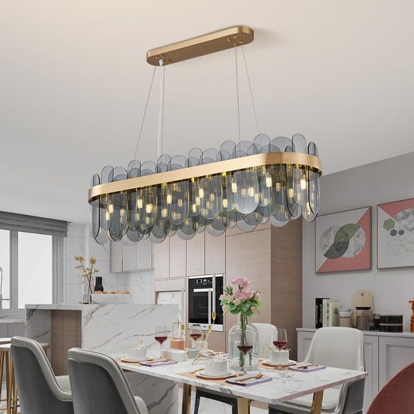 

youlaike modern chandelier lighting for dining room oval glass light fixtures luxury kitchen island hang lamps with led chandeliers