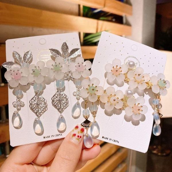 

hair accessories chinese style sweet simple antique headdress fringe costume little girl hairpin for fashion children's, Slivery;white