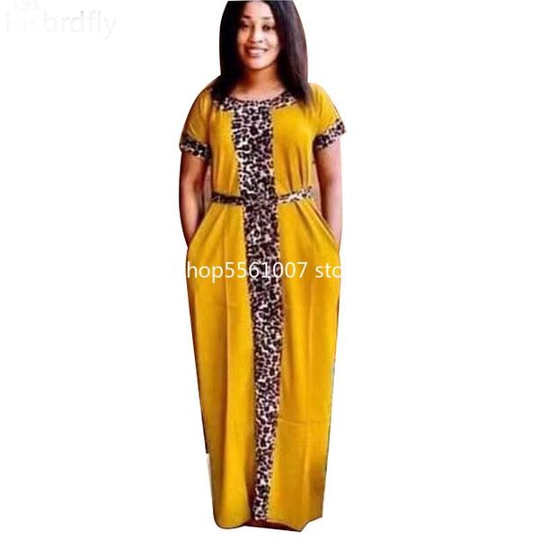 

ethnic clothing 2021 african dresses for women fashion plus size leopard patchwork maxi long casual africa dress elastic loose, Red