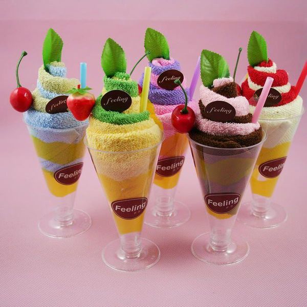 

towel 1pcs/lot face hand hair 20x20cm microfibre set washclothes quickly-dry cupcake ice cream towels christmas gift25