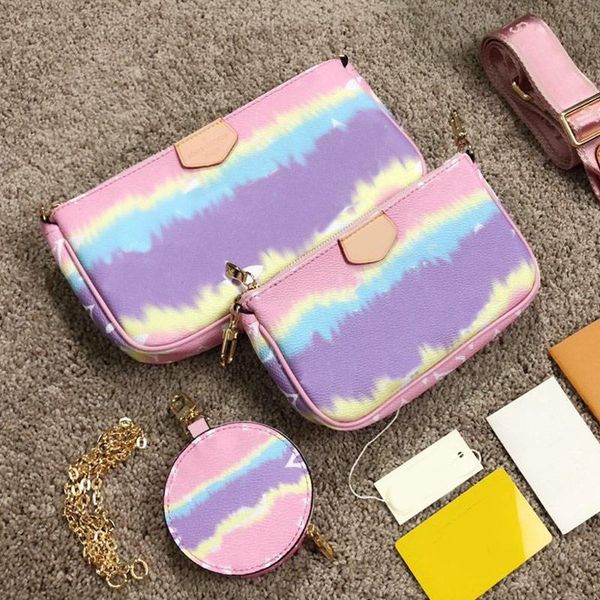 

new shoulder bags three piece set purse lady messenger bag cross body bag fashion gradients wide shoulder strap patchwork color