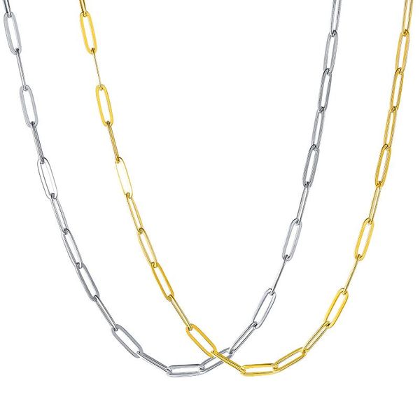

chains stainless steel hip hop necklace men and women fashion jewelry, Silver