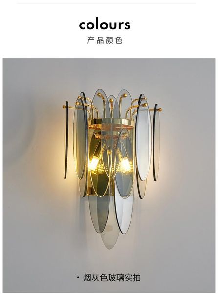 

post- modern living room wall light luxury creative personality designer el villa corridor bedroom bedside glass lamp