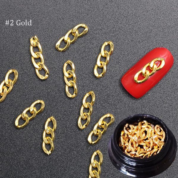 

nail art decorations 20pcs/bottle fashion 3d metal chain decoration black/gold/silver style punk diy design alloy tools, Silver;gold
