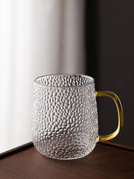 

wine glasses high temperature resistant hammered cup with handle glass coffee tea water heat thickened household