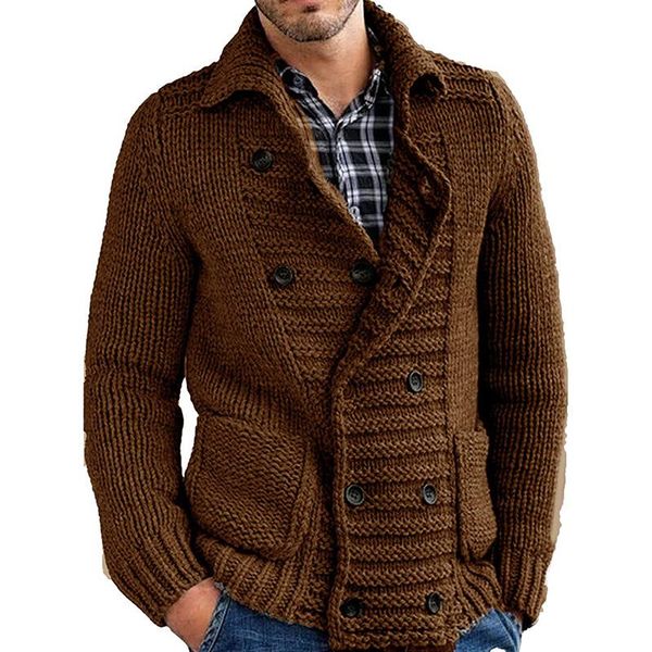 

men's sweaters 2022 winter sweater cardigan solid color lapel long-sleeved knitted jacket european and american clothing, White;black