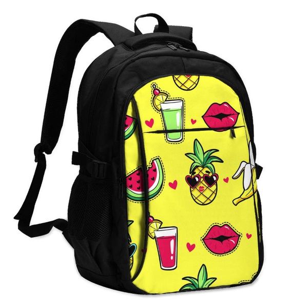 

backpack 2021 lapusb lips cocktail watermelon banana travel male women leisure