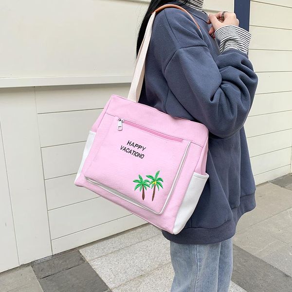 

simple fashion network red girl's one-shoulder large bag korean-style large-volume students casual workwear-style school bags