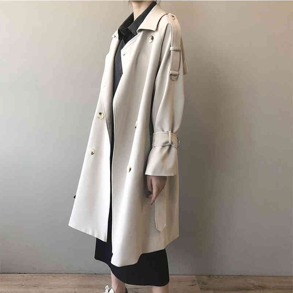 

women's trench coats irmÃ£ fara nova primavera entalhado blusÃ£o casaco feminino manga cheia duplo breasted trench outono senhora do, Tan;black