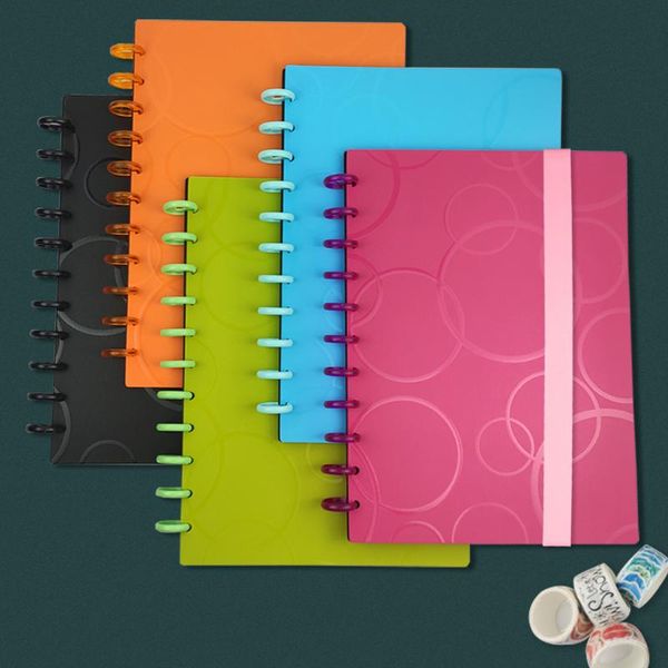 

notepads creative diy mushroom hole a4 colour bubble binder notebook binding cover elastic strap disc stationery supplies, Purple;pink