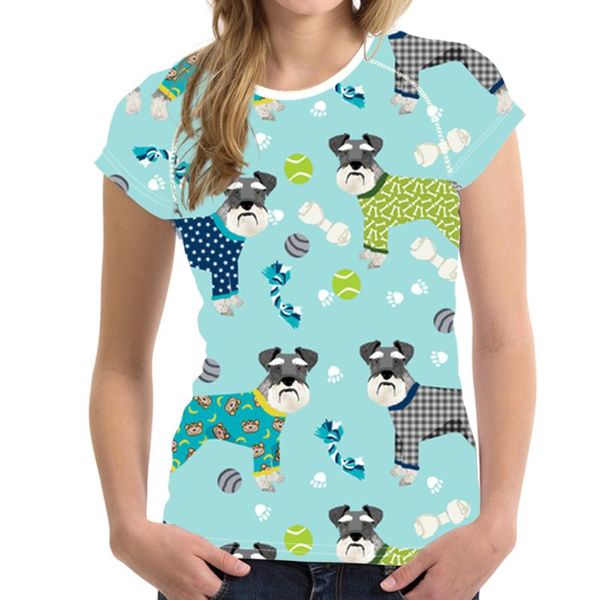 

women's t-shirt 2021 fashion women schnauzer flower printing fresh t shirt casual tee femme woman clothing dropship, White