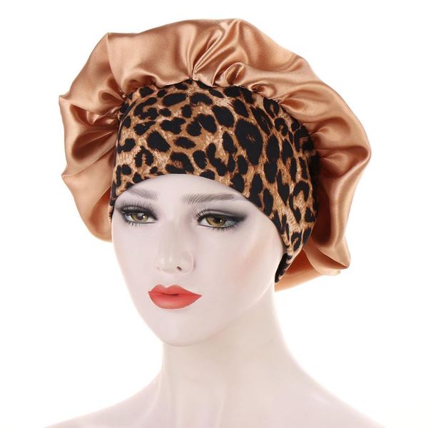 

beanie/skull caps women elastic satin bonnet sleep night cap headband big size beauty print cosmetic salon hat head cover, Blue;gray