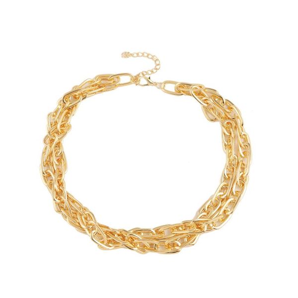 

krasivaya wholesale womens punk hiphop rock gold twisted aluminum chains chocker necklace for women chain, Silver