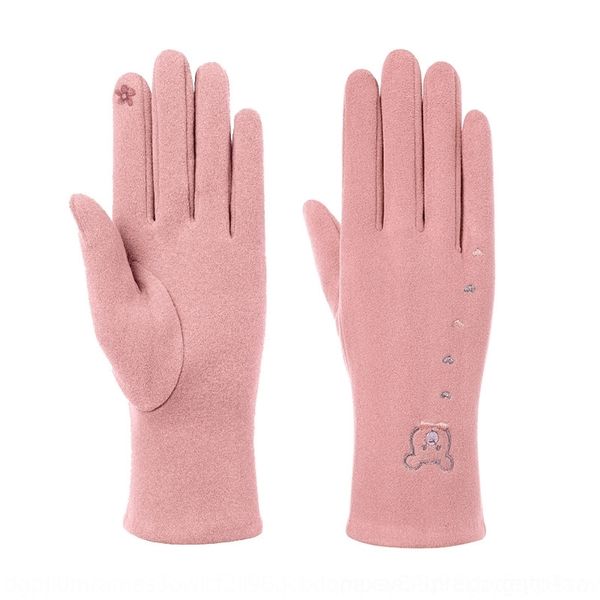 

vm7U warm bicycleembroidery bicycle gloves women' embroidery touch screen cute f mittens gerless gloves bear outdoor cyclg in autumn and w, Blue;gray