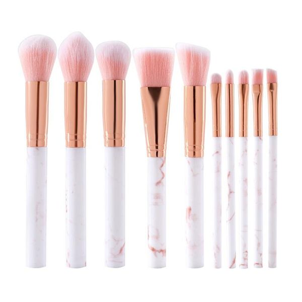 

makeup brushes 10pcs marble rubber handle synthetic bristle powder foundation concealer blush blending eye shadow