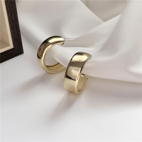 

hoop & huggie metallic mirror earrings simple temperament ear jewelry for women, Golden;silver