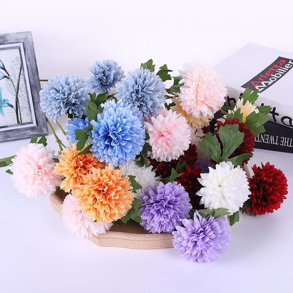 

decorative flowers & wreaths -selling simulation flower multicolor dandelion ball chrysanthemum 66cm long, home wedding decoration,vase arra