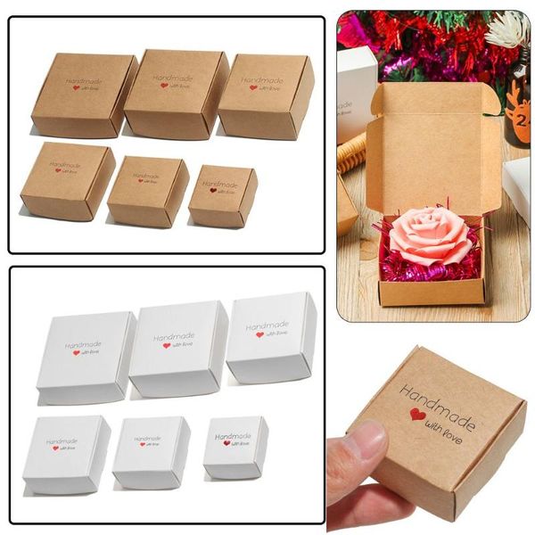 

gift wrap supplies diy craft wedding event jewelry square kraft paper box candy storage handmade with love cardboard package