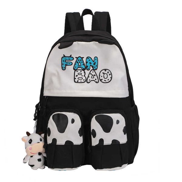 Bonita e na moda Trouxa de nylon adolescente, schoolbag de Harajuku para livros da faculdade, pingente de senhoras, saco de meninas kawaii, nova coleção y0804