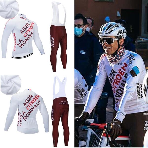 

racing sets ag2r long sleeve cycling team jersey suit 2021 bike pants quick dry men ropa ciclismo bicycling strech wear maillot clothing, Black;blue