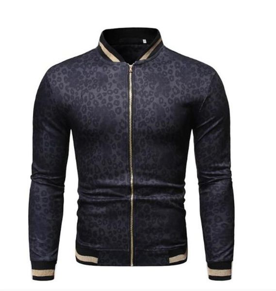 

men's jackets autumn winter fashion stand collar 3d digital printing zipper long sleeve jacket outdoor casual outerwear, Black;brown