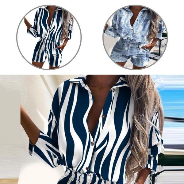 

women's two piece pants single-breasted fabulous turn-down collar suit soft lady stripe for daily wear, White
