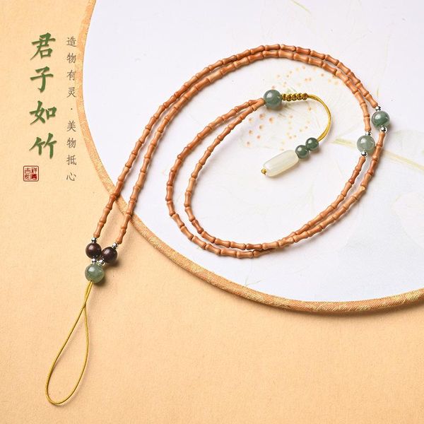 

cell phone straps & charms lanyards wrist strap handmade olive pit small bamboo pendant jade beeswax lanyard sweater chain necklace mobile