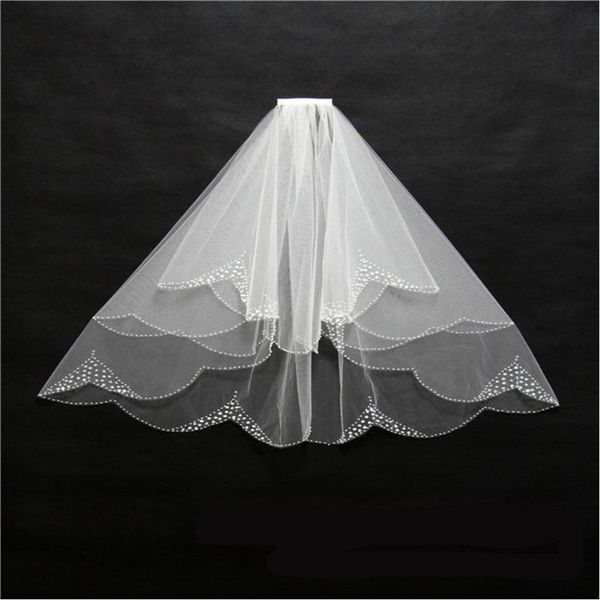 

bridal veils 2021 wedding veil 2 layer handmade beaded crescent edge accessories white, Black