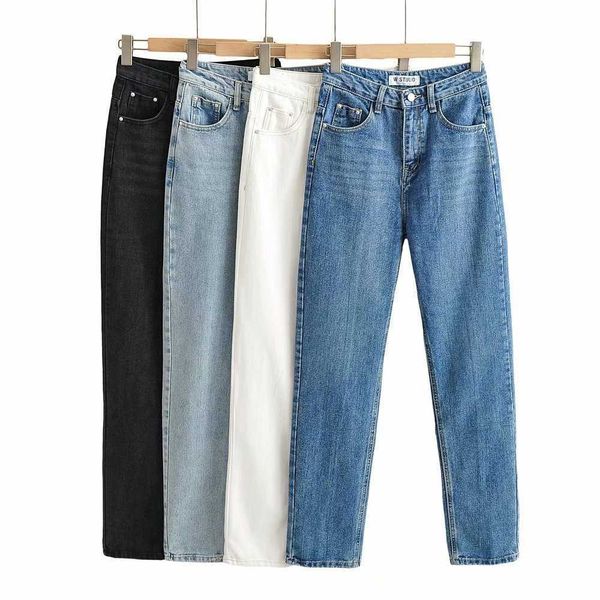 

fashion jeans women's fall 2021 street high waist straight pants, Blue