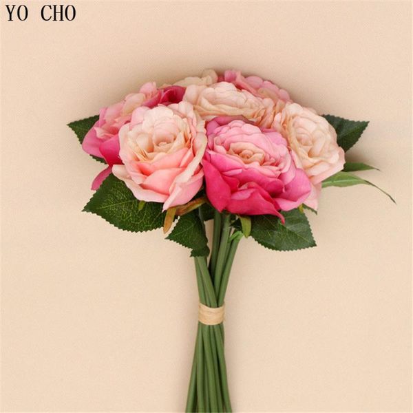 

hight quality roses silk flower european 1 bouquet artificial flowers fall vivid peony fake leaf wedding home party decoration