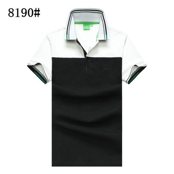 

summer color matching polo shirt lapel all-match business men's loose high-end trend top, White;black