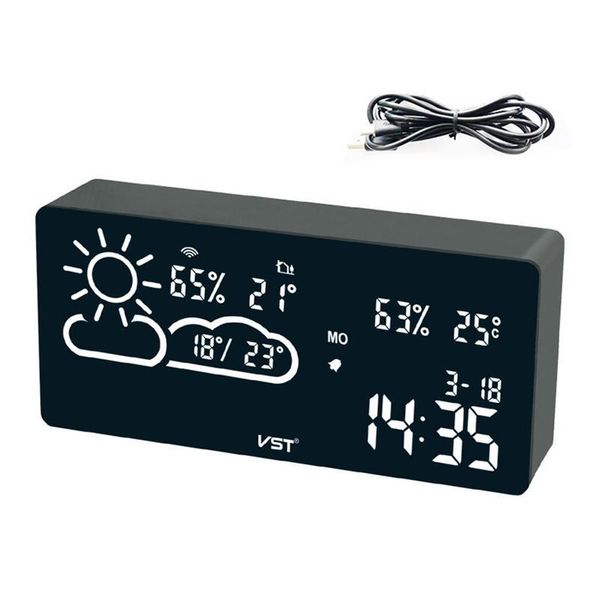 

multifunction wifi led digital alarm clock with temperature and humidity wireless network automatic features desk & table clocks
