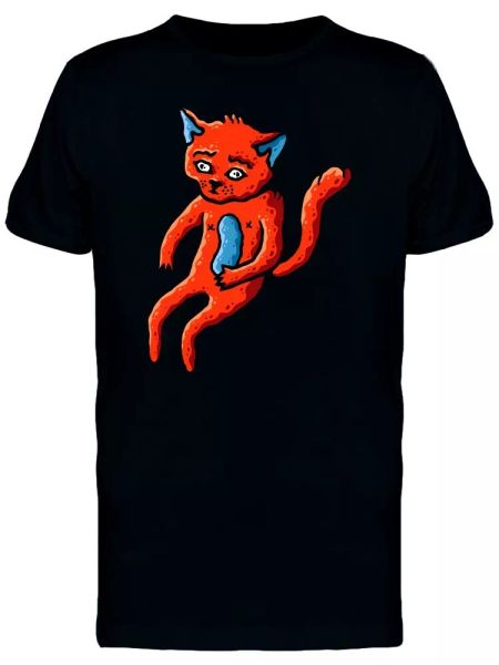 

red cat sitting sticker men's tee -image by shutterstock, White;black