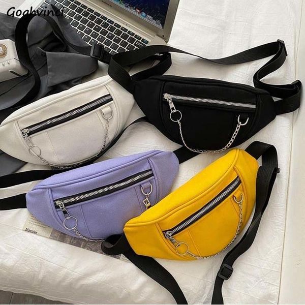 

waist bags packs retro harajuku students all-match chain fanny pack teenager ins leisure simple chest crossbody canvas bag