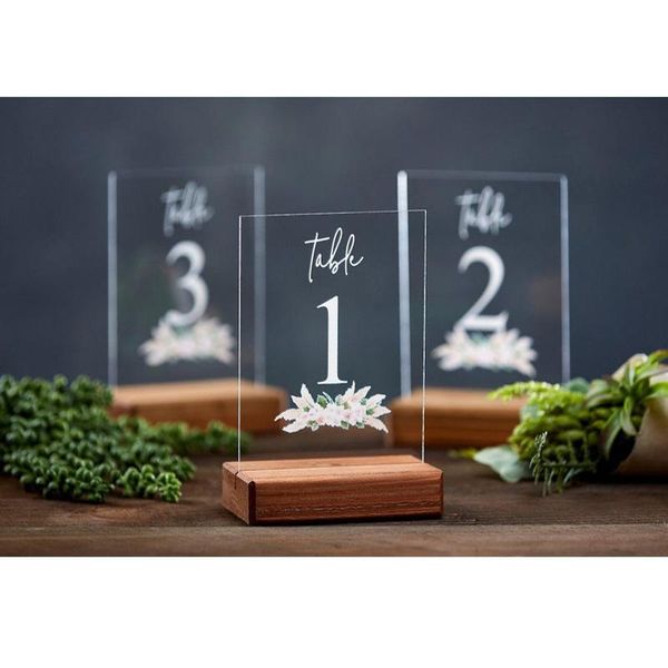 

acrylic table numbers, rustic numbers with wood stands party decoration