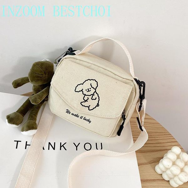

evening bags 2021 harajuku vintage feeling cute soft dog canvas bag small fresh girl messenger multifunction all-match