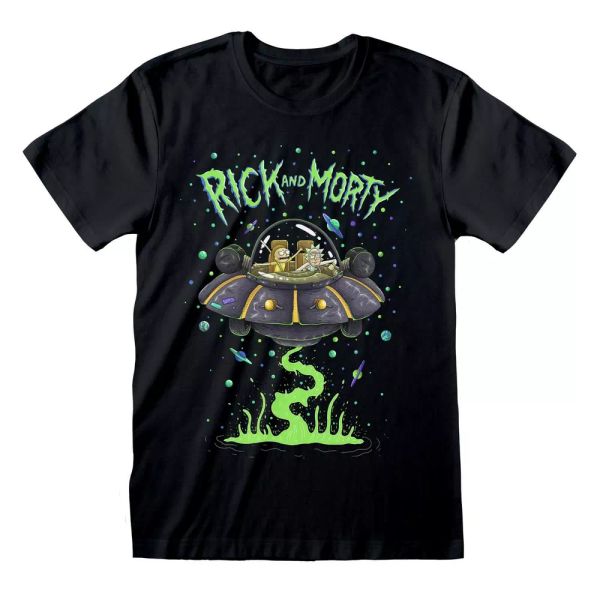 

rick and morty spaceship official t-shirt men unisex, White;black