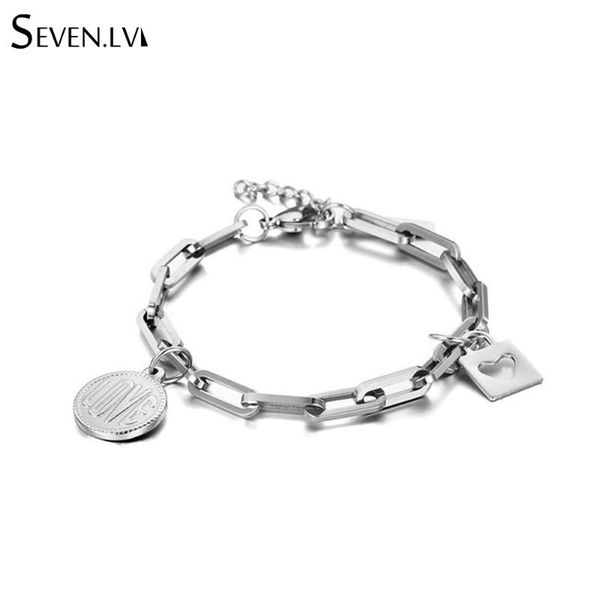 

stainless steel lock pendant couple bracelet love charm jewelry titanium chain fashion gift for women men bracelets, Golden;silver