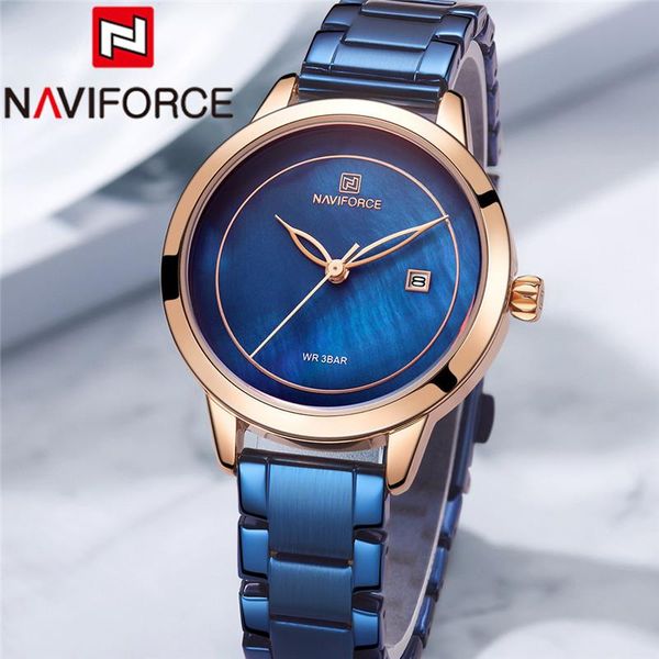 

wristwatches naviforce women watch ladies wristwatch stainless steel classic bracelet female clock relogio feminino 5008, Slivery;brown