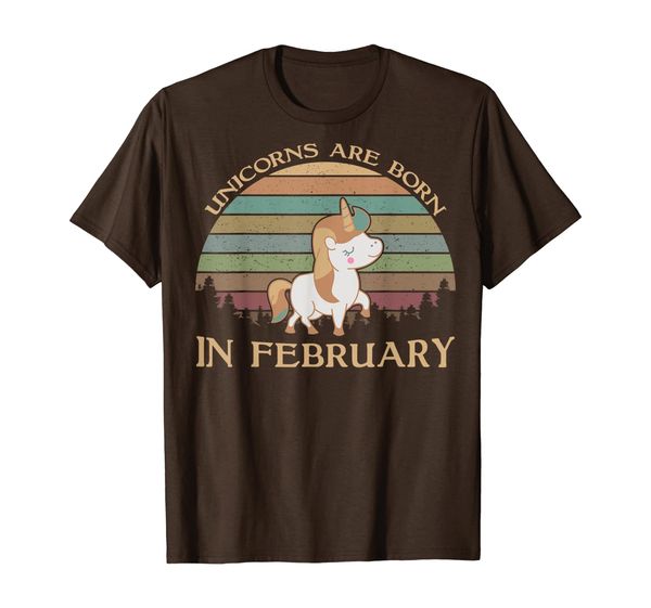 

vintage unicorns are born in february t-shirt, White;black