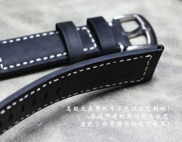 

watch bands 22mm 24mm style men's high-end black thick cowhide band strap wristband universal accessories for pam big, Black;brown