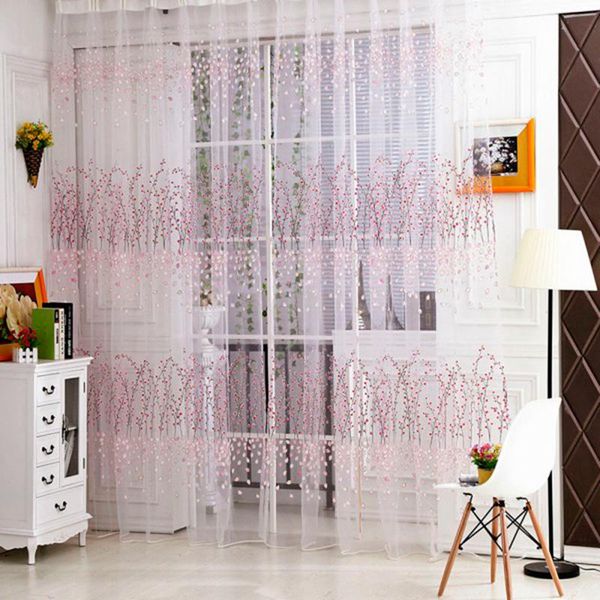 

plum blossom wintersweet pattern window sheer balcony tulle decor curtain valance novel & drapes