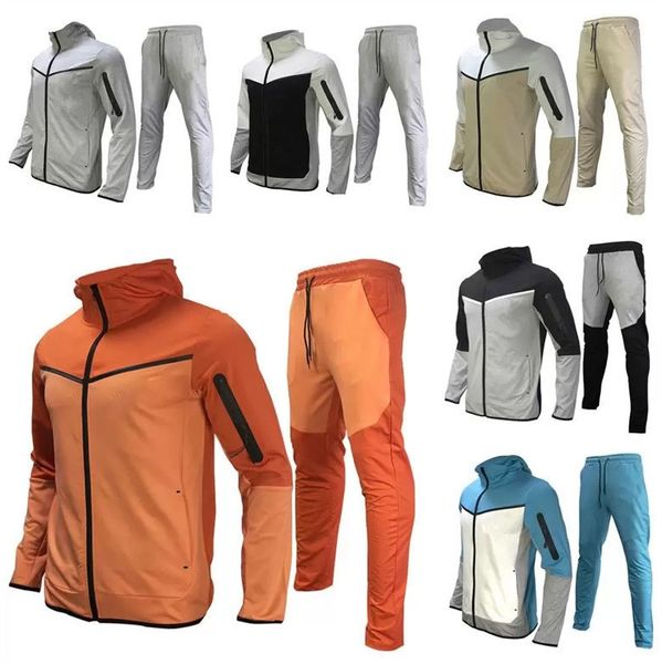 

men's famous style new designer tracksuit tech fleece hoodie pants running long sleeves sport clothing asian size m-3xl man coa, Black