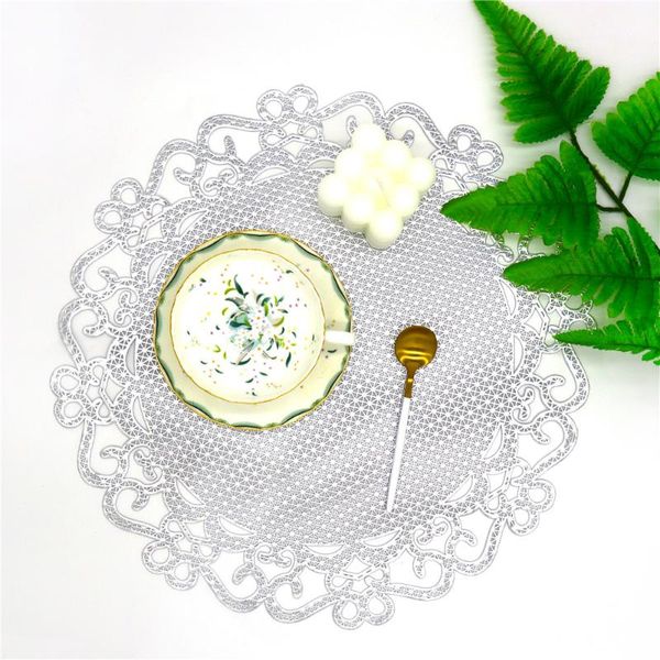

mats & pads placemat dining table mat gold silver washable wedding party packs flower design decorative pad