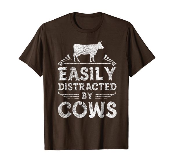 

easily distracted by cows t shirt funny cow farmer gifts tee, White;black
